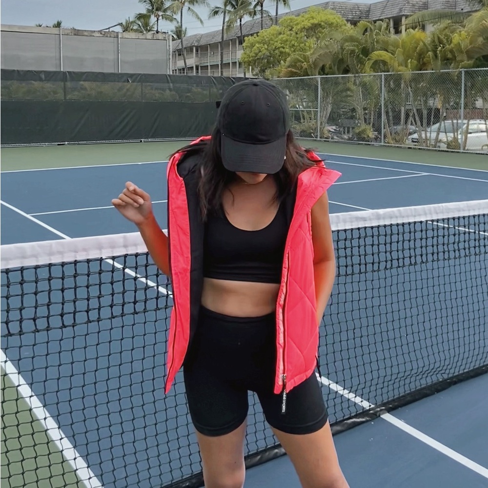 Hot pink puffer vest